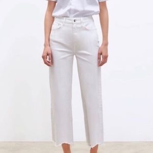 Zara White Wide Leg Mom Jeans Sz 4